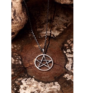 925 Ayar Gümüş Pentagram Unisex Kolye (Siyah)