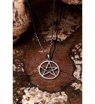 925 Ayar Gümüş Pentagram Unisex Kolye (Siyah)