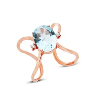 Bella Gloria Oval Mavi Topaz Pırlanta Yüzük (GPY0049)