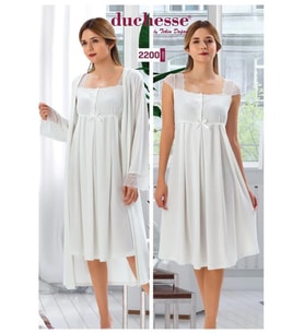 Duchesse 2200  Hamile Lohusa Gecelik Sabahlık Takım (Ekru)