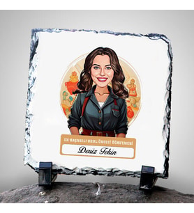 Kişiye Özel Hediye Karikatürlü En İyi Kadın Okul Öncesi Öğretmeni Dekoratif Taş