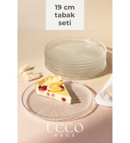 6’lı 19 cm Cam Tabak Seti, Pasta ve Kahvaltı Servisi, Şık ve Elegant