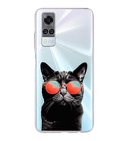 PrintiFy Vivo Y51 2020 ile Uyumlu 1mm Slim Fit Kedi 3 050d Baskılı Şeffaf  Kılıf
