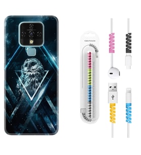 Tecno Camon 16 18P Pova 3 Pova Neo Kılıf Kablo Koruma Spiral Silikon Old Owl 1649