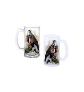 Ghostbastır Design Beşiktaş Kulplu Bira Bardağı Buzlu veya Şeffaf Seçenekli 0130