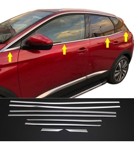Peugeot 3008 Cam Çıtası Kromu Nikelajı 2016 Sonrası 8 Parça