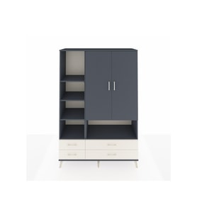 Hyperion Dolap 8 Raflı 4 Çekmeceli 2 Kapaklı 132x44x195 Antrasit-Antrasit/Aytaşı