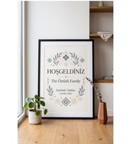 Kişiye Özel Aile Karşılama Tablosu Soyisim ve Kuruluş Tarihi Baskılı Ev Hediyesi Dekoratif Hoş Geldiniz Çerçevesi