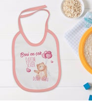 BK Kids Kişiye Özel Pembe Bebek Mama Önlüğü - Model 49