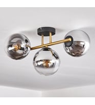 Rsylight Retro Metal Füme Opal Glop Camlı 3 Lü Tavan Plofyoner Avize