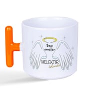 Bazı Anneler Melektir Baskılı Turuncu Kulplu T Kupa