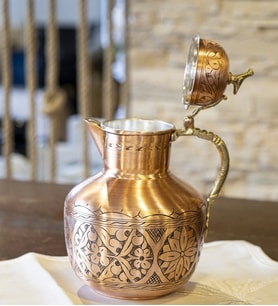 BAKIR SÜRAHİ İŞLEMELİ OSMANLI MODEL MAT BAKIR RENK