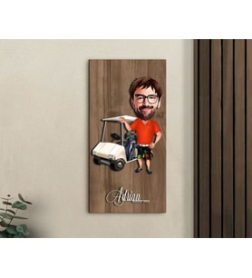 BK Gift Kişiye Özel Golf Oyuncusu Karikatürlü Kabartma Figürlü Ahşap Tablo-8, Arkadaşa Hediye, Sevgiliye Hediye, Duvar Dekoru