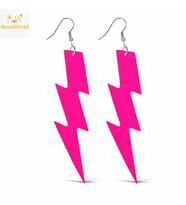 80’ler 90&amp;#39;lar Retro Neon Pembe Şimşek Küpe 10 cm
