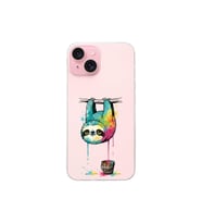 iPhone 15 Plus ile Uyumlu Splash Tembel Hayvan Tasarımlı Şeffaf Silikon Kılıf