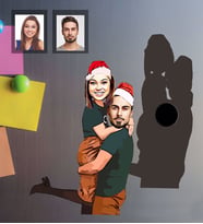 Kişiye Özel Yılbaşı Sevgili Karikatürlü Ahşap Magnet Model-6