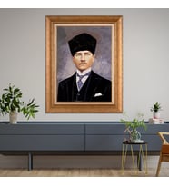 Altın Varaklı Paspartulu Çerçeveli Tablo rv1285