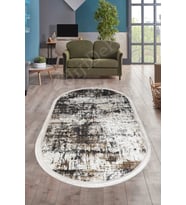 Dijidekor Halı siyah Cool K1310 Saçaklı Oval Kaymaz Kesme İnce Yolluk Kilim Salon Halısı Modelleri (Yeşil-Siyah)