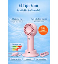 Jasper Sr-0034 Taşınabilir Standlı Serinletici Fan 3 Hız Ayarlı , Typ-c Şarjlı Fan Masaüstü Fan Vant