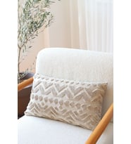 Bohem Özel Tasarım Punch Panç Desen Dekoratif Dikdörtgen Kırlent Kılıfı 28x50 cm Letta Natural