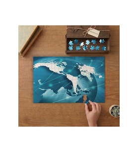 Dünya - Teknoloji - Ağ Tasarımı 240 parça Ahşap Puzzle Ahşap Kutuda MP03784