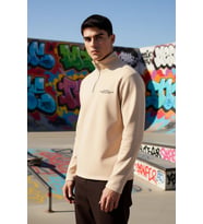 Erkek Dik Yaka Standart Kol Nakışlı Sweatshirt Fonksiyonel Dayanıklı Kaliteli Konforlu Şık