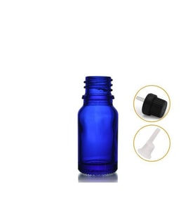 10ml mavi cam içten damlalıklı şişe siyah kapak, 12 adet, damlalıklı şişe, damlatmalı şişe