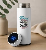 BK Gift Coffee Tasarımlı Filtreli Dijital Göstergeli Beyaz Çelik Termos-7, Arkadaşa Hediye, Sevgiliye Hediye, Yeni İş Hediyesi