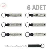 Babalar Günü İçin Hediye, İsim Ve Özel Mesaj Yazılabilen, 6'lı Anahtarlık, Beyaz & Siyah