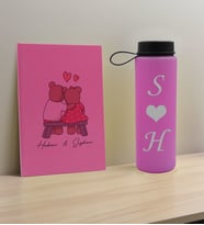 BK Gift Sevgiliye Özel İsimli Pembe Defter ve Cam Matara Hediye Seti-3, Sevgiliye Hediye, Sevgililer Günü, Yeni İş Hediyesi