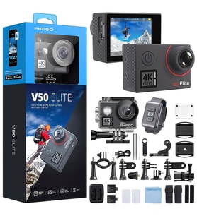 Akaso V50 Elite 4K/60FPS 20MP Wi-Fi Aksiyon Kamera ve Aksesuar Seti, Su Geçirmez Kılıf, App Kontrollü
