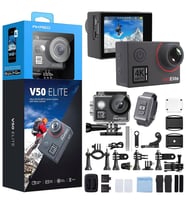 Akaso V50 Elite 4K/60FPS 20MP Wi-Fi Aksiyon Kamera ve Aksesuar Seti, Su Geçirmez Kılıf, App Kontrollü