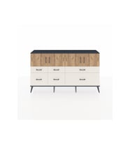 Arges Konsol 4 Raflı 6 Çekmeceli 4 Kapaklı 176x30x99 Antrasit-Çam/Aytaşı
