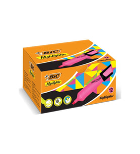 Bic Marking Highlighter Flat Fosforlu Kalem Pembe (12 Li Paket)