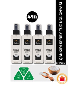 Çankırı Tuz Kolonyası 4'lü Sprey Set  Ferahlatıcı ve Otantik Koku Deneyimi - 4x150 ml