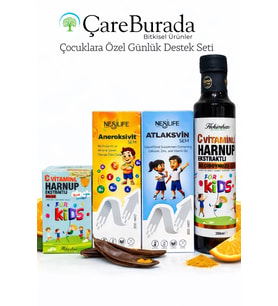 ÇareBurada Çocuklara Özel Günlük Destek Seti  Multivitamin + Kalsiyum D3 + C Vitaminli Harnup Pekme