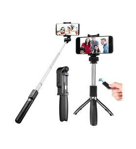 L01 Selfie Çubuğu Tripod Bluetooth Destekli Stick Kablosuz Uzaktan Kumandalı