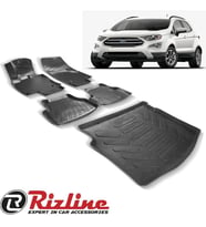 RİZLİNE Ford Ecosport 3D Havuzlu Paspas + Bagaj Havuzu (Siyah - Beyaz)
