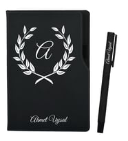 Kişiye Özel Doğum Günü Hediyesi Siyah Defter ve Roller Kalem Seti