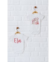 Pia Baby Premium %100 Pamuk İsme Özel Organik Baskılı İkili Set Çıtçıtlı Bebek Body Zıbın Modelleri 5042-17 (Ekru)