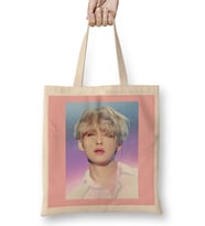 Bts Tae Painting Effect Blue And Pink Eyes Bts Army Kpop Gift BT21 Bez Çanta Uzun Saplı