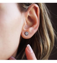 Nazar Boncuklu Rose Gold Kaplama Gümüş Nokta Küpe