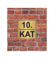 10. Kat  Yazılı Metal Yönlendirme Levhası 15x15 cm altın