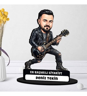 Gitarist Müzisyen Erkeğe Hediye Kişiye Özel Karikatürlü Biblo