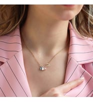 Swarovski Taşlı Çengelli İğne Modeli Gold Kaplama Gümüş Kolye