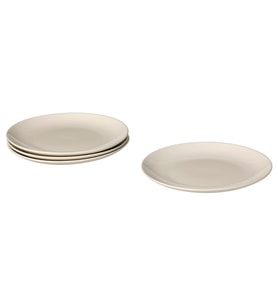 4 Adet Tabak Seti Parlak Bej Renk 26 cm, 4 Adet, Stoneware Yuvarlak Tabak Seti