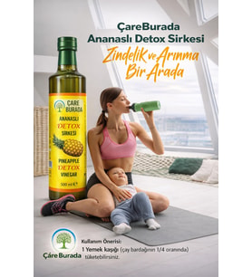 ÇareBurada Ananaslı Detox Sirke 500 ml  Formunu Korumaya Destek & Günlük Kullanıma Uygun (A.Sarı)