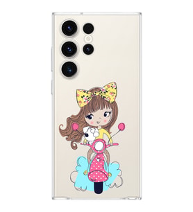Samsung Galaxy S23 Ultra Uyumlu Kamera korumalı Kapak Vespagirl Tasarımlı  Şeffaf Kılıf