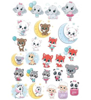 Sevimli Hayvanlar Sticker Set-5 12 Parça Telefon, Tablet, Defter, Laptop Sticker
