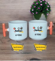 Bankacı Kupa Bardak T Turuncu Kulplu Bankacıya Hediye Bankacılar Günü Hediyesi